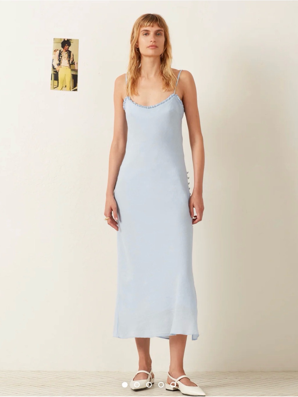 Alix Of Bohemia Athens Bluejay Midi Slip Dress Cotton Blue Medium Nwt! $680